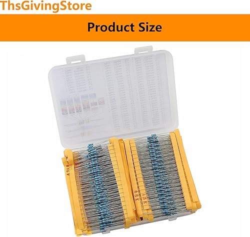 Miniatura 3 de Kit surtido de resistencias de 73 valores de 1460 piezas, 1 ohmio - 680k Ohm 14w 1% Metal Resistors Kit con caja de almacenamiento para proyectos y