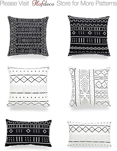 Miniatura 7 de Hofdeco Funda de almohada lumbar decorativa con estampado de tela de barro africano, patrón Bogolan, funda de cojín de tela pesada, 20 x 12 pulgadas
