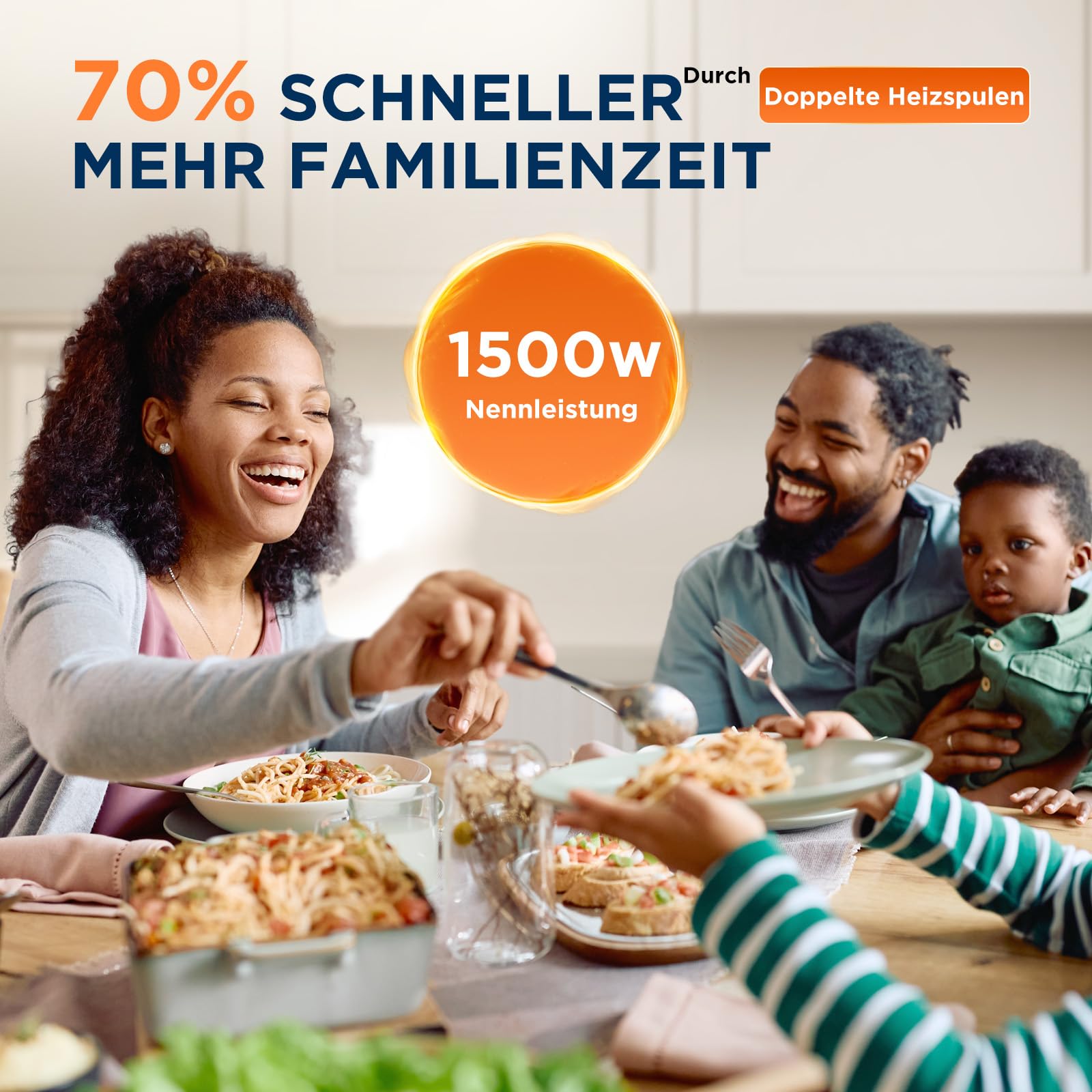 Midea 9-in-1 Multikocher, 6L mit 12 Kochfunktionen Elektrischer Schnellkochtopf (Langsamkochen, Reiskocher, Sous Vide, Kuchenbäcker), 70% schneller, gebürsteter Edelstahl & Schwarz