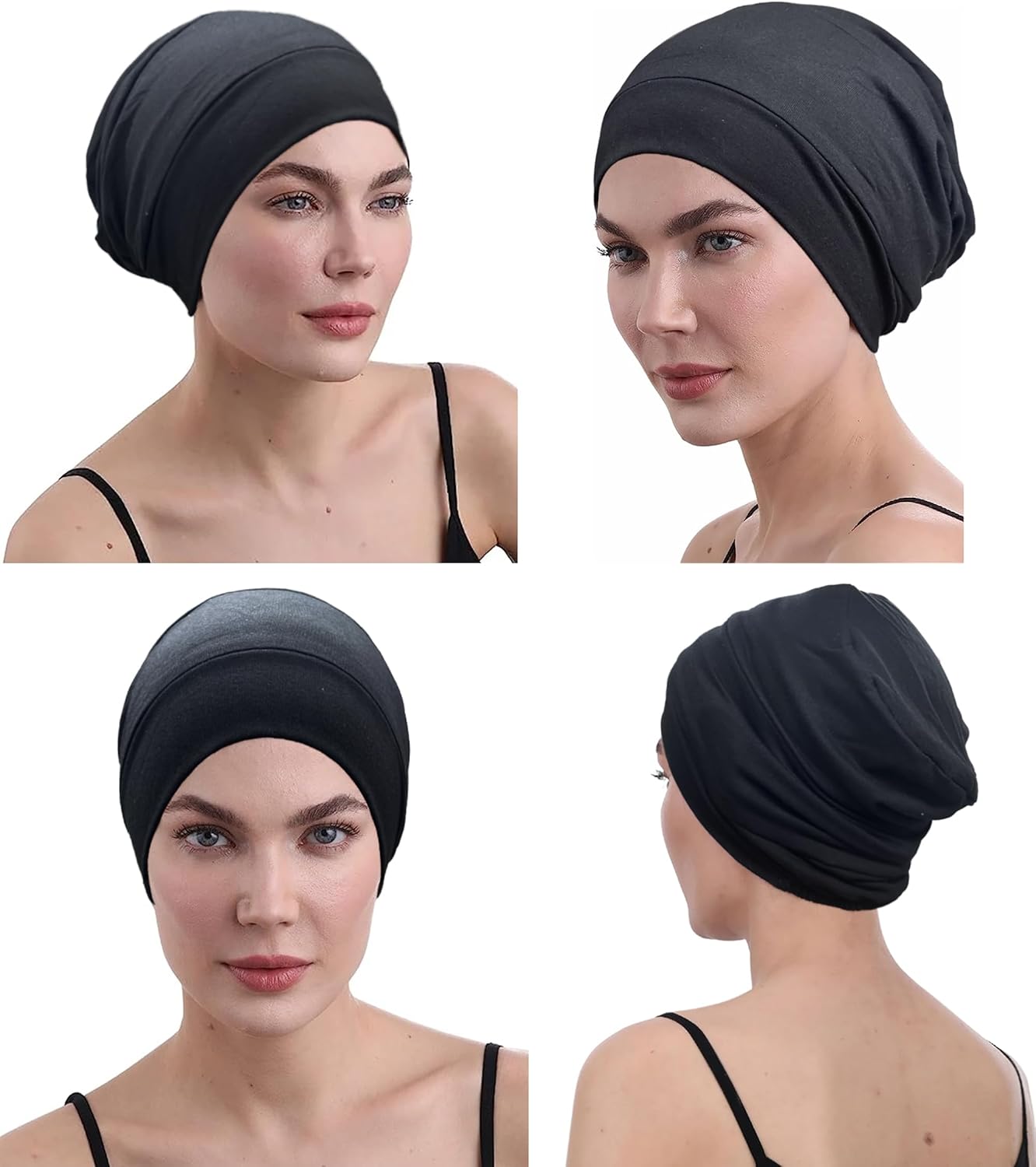 JarseHera Cotton Chemo Headwear Sleep Caps Headcover Cancer Hats for Women Men Beanie - Image 3