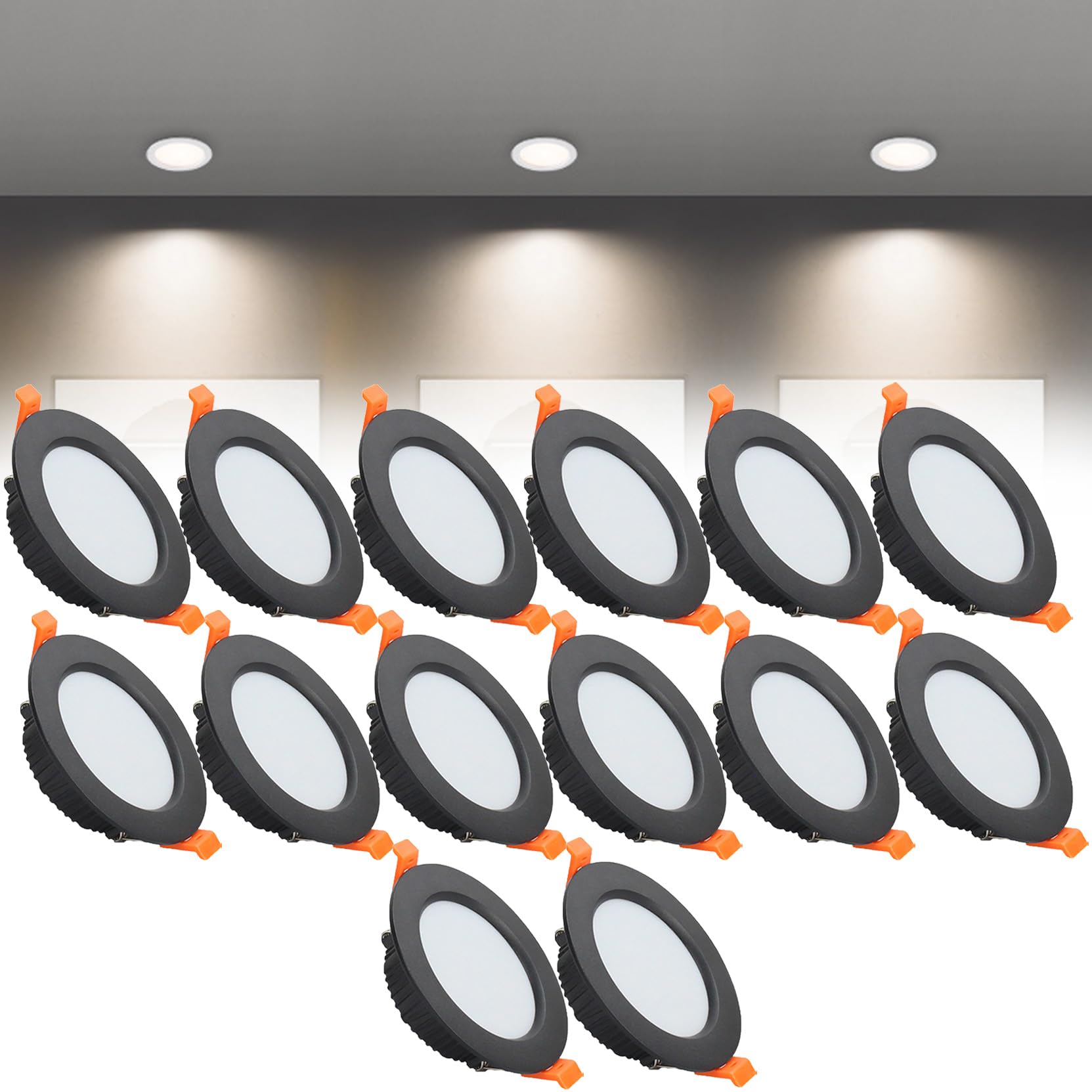 Syibelters 9W LED Recessed Ceiling Lights 118mm Natural White 4000K 9W 240LM, Cut Φ90-100mm, AC110-240V Ultra Slim Downlights, LED Panel Light for Living Room Hallway, 14 Pack