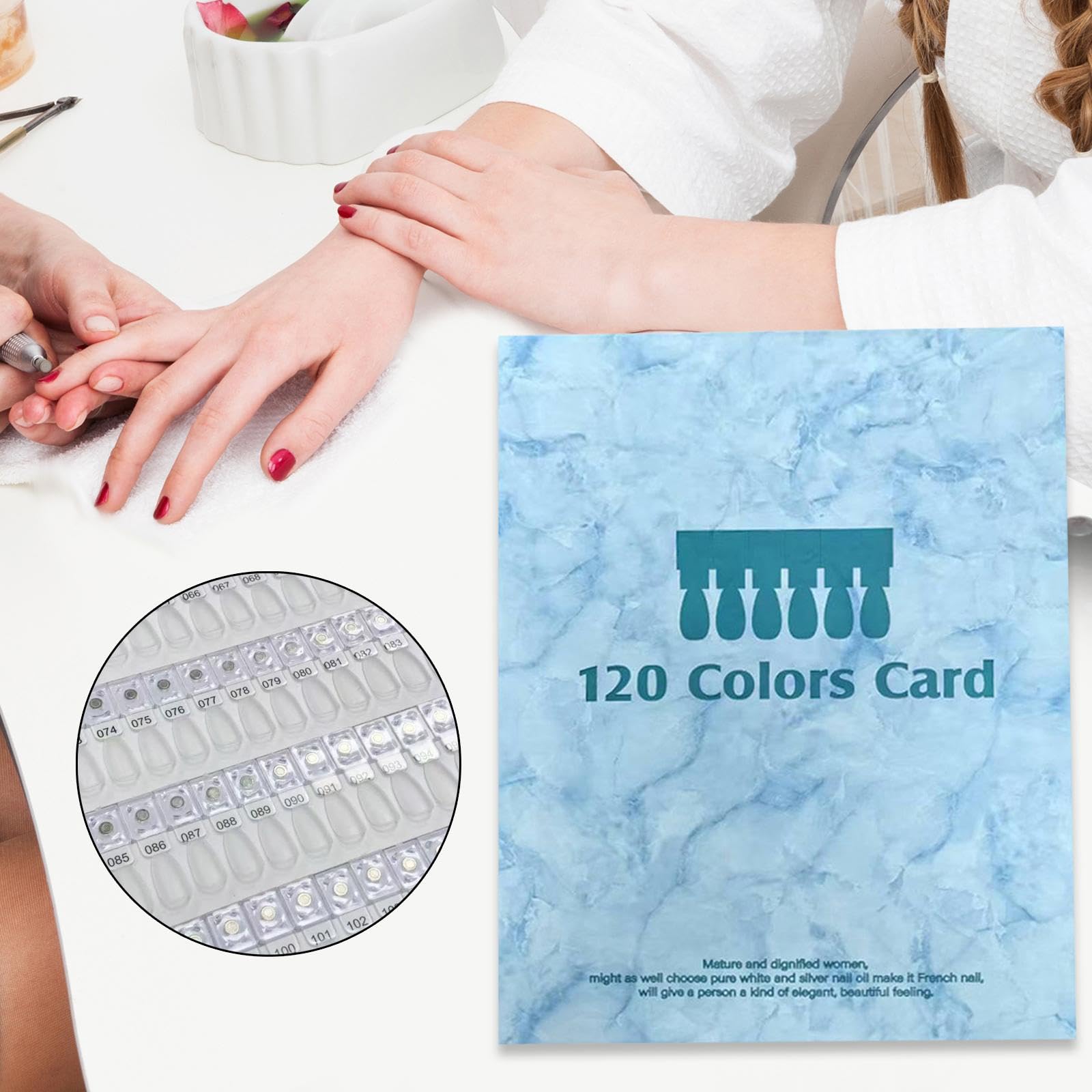 Nagelfarben Display Buch mit Farbmuster Buch Nagellack Präsentationsbuch Nagelspitzen Musterbuch PU Schaumstoff Leicht zu Nutzen für Sammler Studios G, Blau