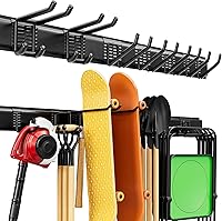 SPECILITE 48-Inch Wall Mount Garage Tool Organizer Rack - Adjustable Heavy-Duty Hooks, 485lbs Capacity for Garden Shed Tools