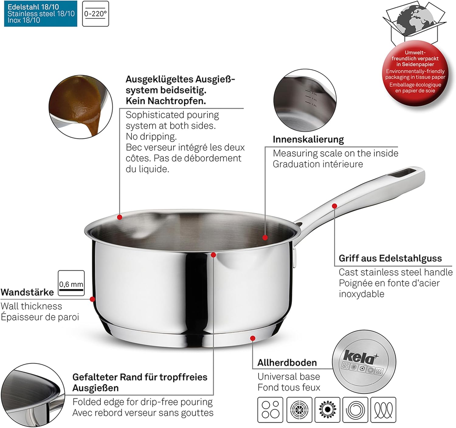 Kela Flavoria 10180 Saucepan 18/8 Stainless Steel Cookware