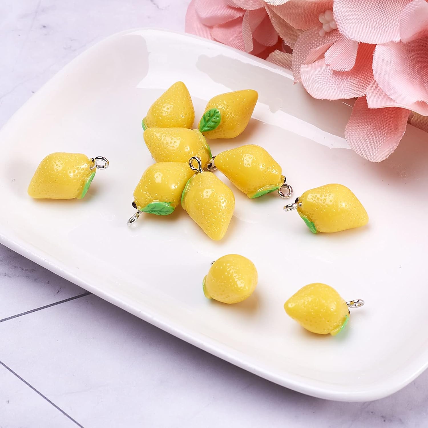 Cheriswelry 10pcs Lemon Resin Fruit Pendants Yellow Imitation Food Hang Dangle Charms Pendants Ornament with Loop 20x12mm for DIY Earring Bracelet Necklace Key Chains Jewelry Making Decoration - Image 5