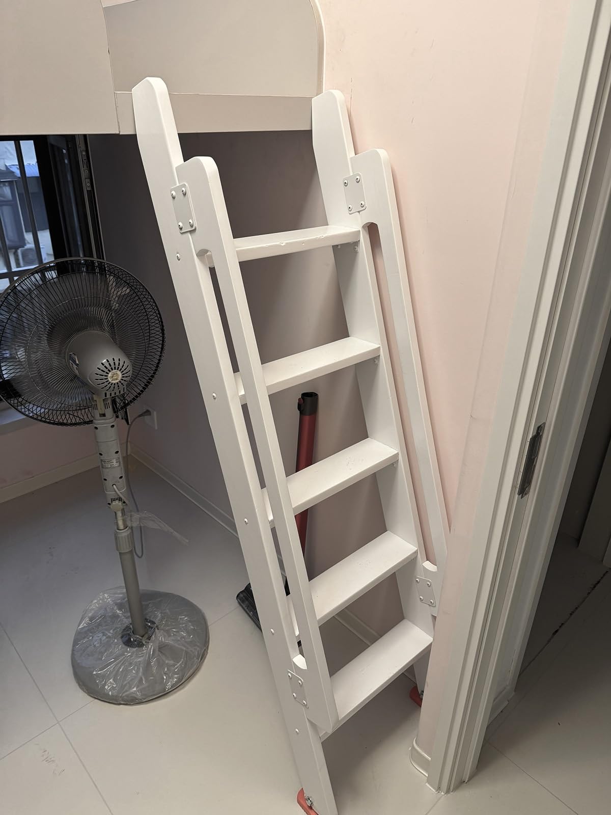 Escalera de Madera Resistente para literas con peldaños de 10 cm de Profundidad - Ideal para literas de caravanas y autocaravanas, para Usar Junto a la Cama en dormitorios, 213,4 cm (84 pulg