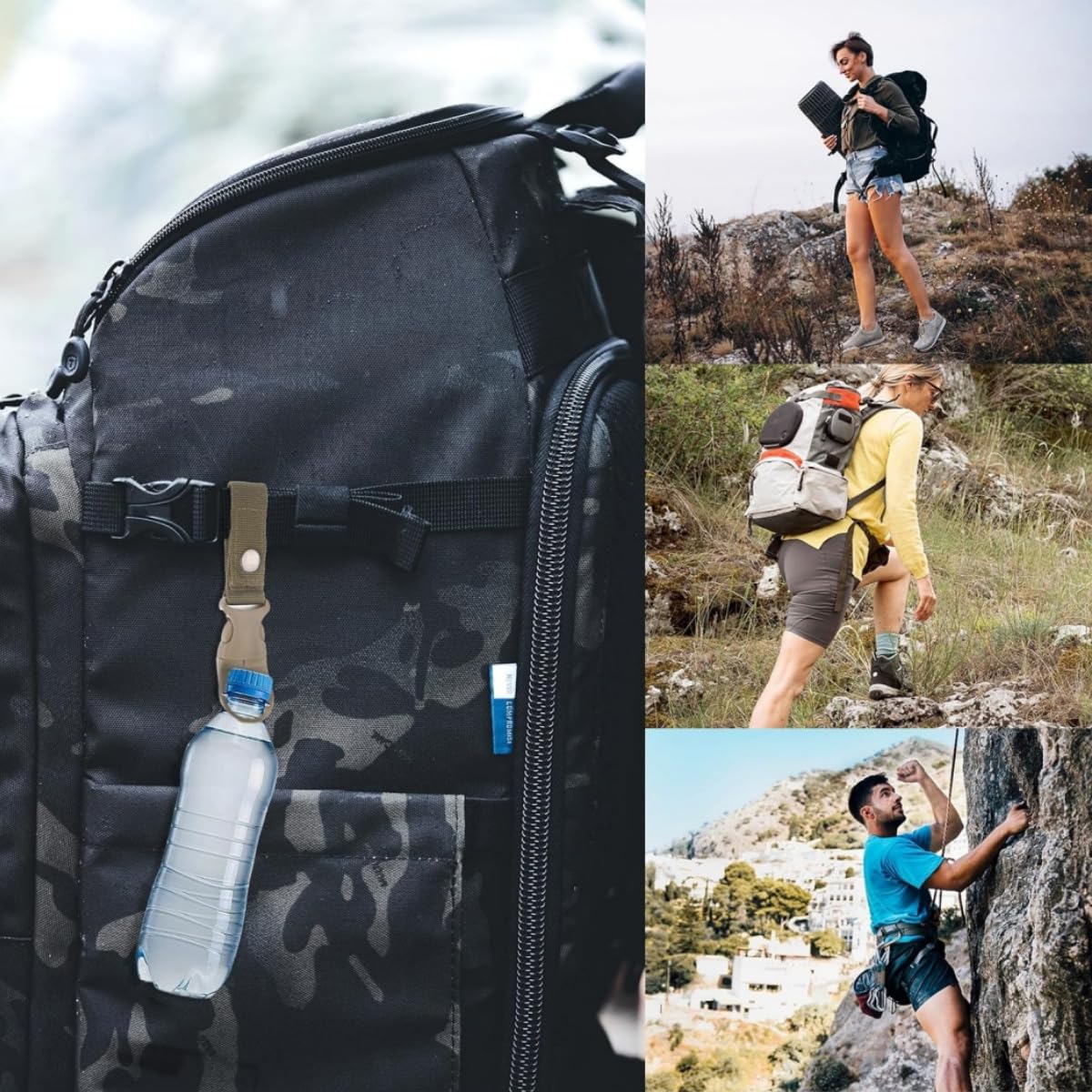 Wasserflaschenhalter-Set (6-teilig) – Nylon & Silikon, Für Rucksack & Gürtel – Ideal Für Wandern, Camping & Angeln