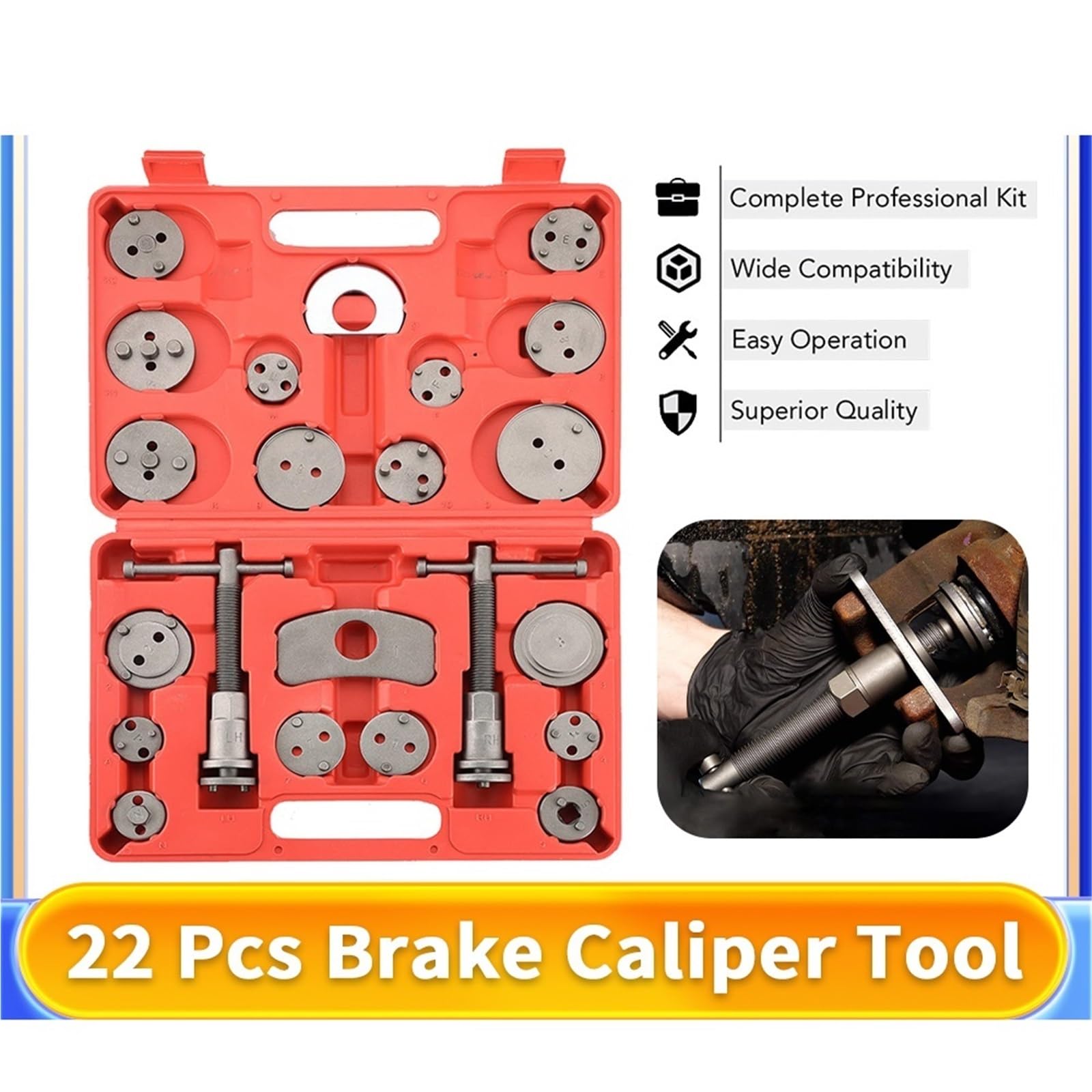 freno de tambor Herramienta Ajustador freno de ta Kit De 22 Piezas Pinza Freno Disco Universal Para Coche, Compresor Pistón Viento, Apto Para La Mayoría Las Herramientas