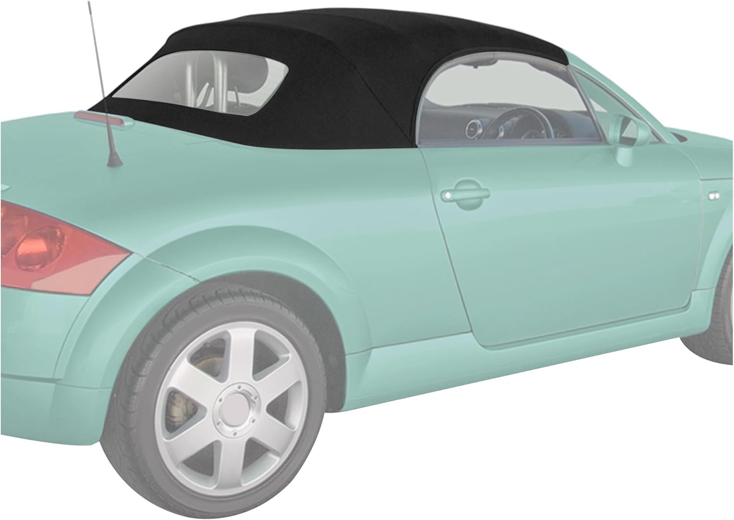 Convertible Soft Top Compatible with 2000-2006 Audi TT, Black Color with Clear Heated Glass Windows, Sailcloth Vinyl Soft Roof Replacement