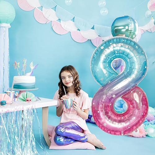 Vista 563 de Globos de 40 pulgadas, globo azul claro número 4, helio autoinflable de aluminio azul bebé para niños de 40 a 15 años, decoraciones de fiesta