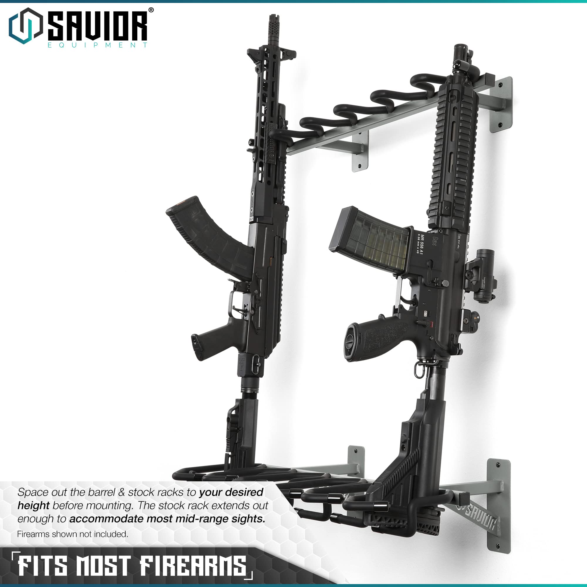 Savior Wall Rack Snapklik.com : Savior Equipment SW Gray Wall-Mount Rifle Rack Tactical ...