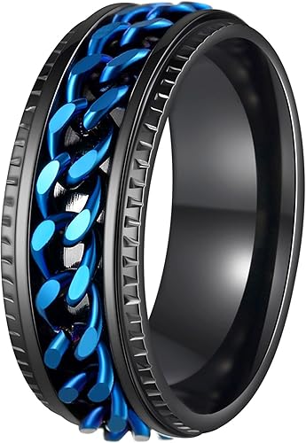 Anillos de ansiedad para hombres y mujeres, anillos giratorios de cadena para adultos, anillo de acero de titanio