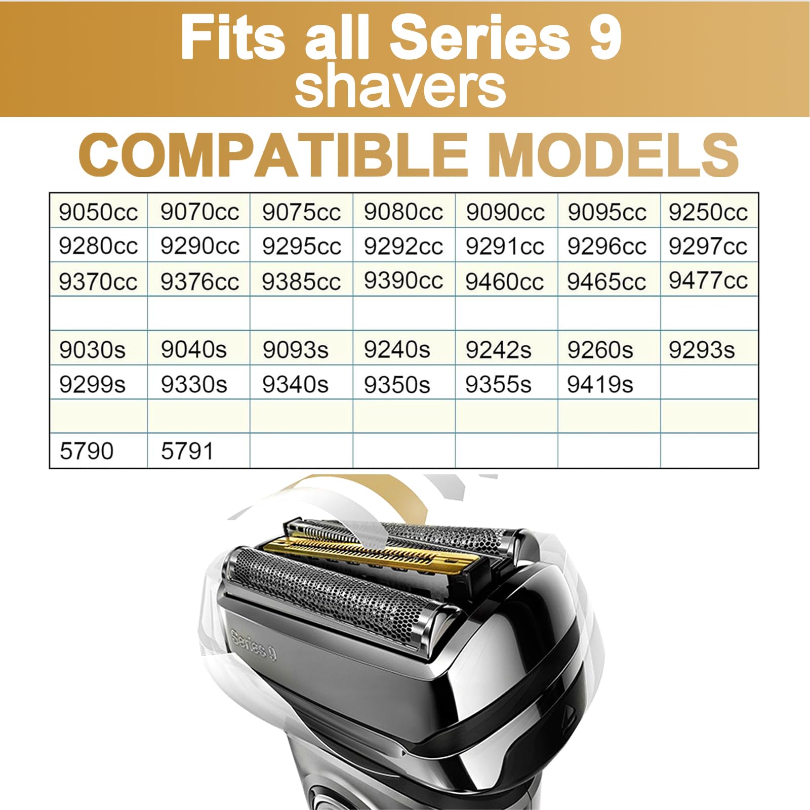 92S Grille Rasoir Serie 9, Tete de Rasoir Serie 9 Tête de Rasoir électrique pour Séries 9 Compatible avec 9290cc, 9291cc, 9370cc, 9293s, 9385cc, 9390cc, 9330s, 9296cc