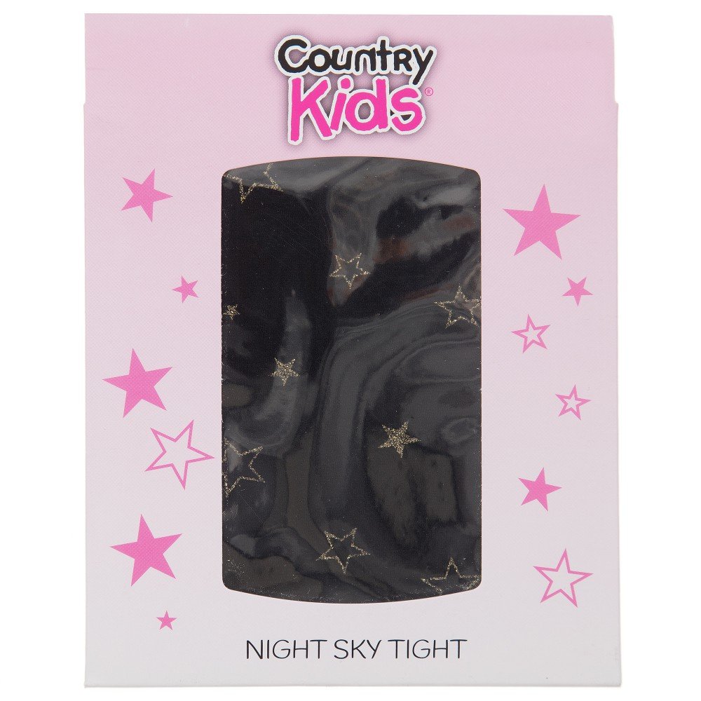 Country Kids Girl's Night Sky Starred Tights, Black (Black/Gold), 1 Year (Manufacturer Size:1-3 years)