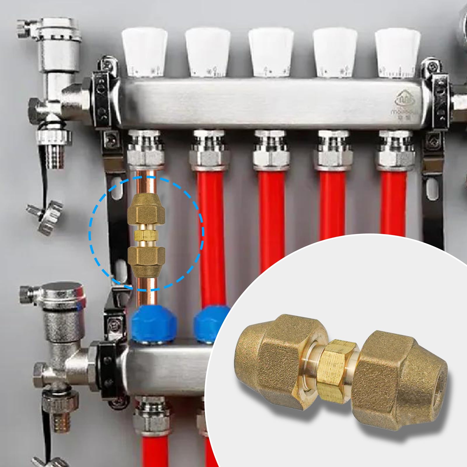 4 Stück Klimaanlage Split Verbindungsnippel,1/4 Zoll Kupferrohrverbinder,Messing Klimaleitung Verbinder für Kupferrohre für Außendurchmesser 6,35-6mm Kupferrohr,Ohne Schweißen