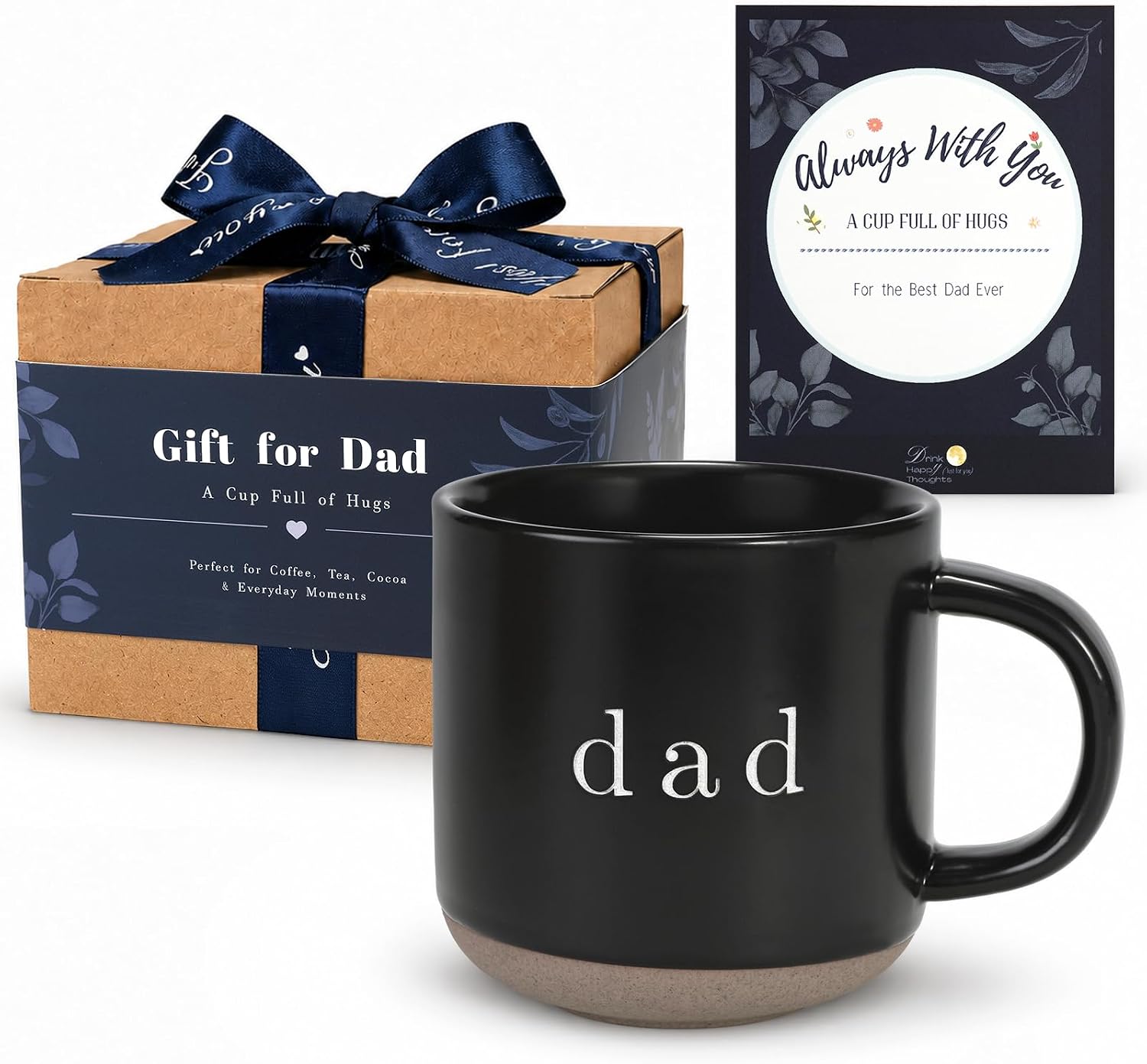 Fathers Day Gift for Dad,13 oz Black Ceramic Dad Coffee Mug with Gift Box, Dad Birthday Gifts from Daughter Son, Novelty Funny Mug for Daddy Papa Grandpa