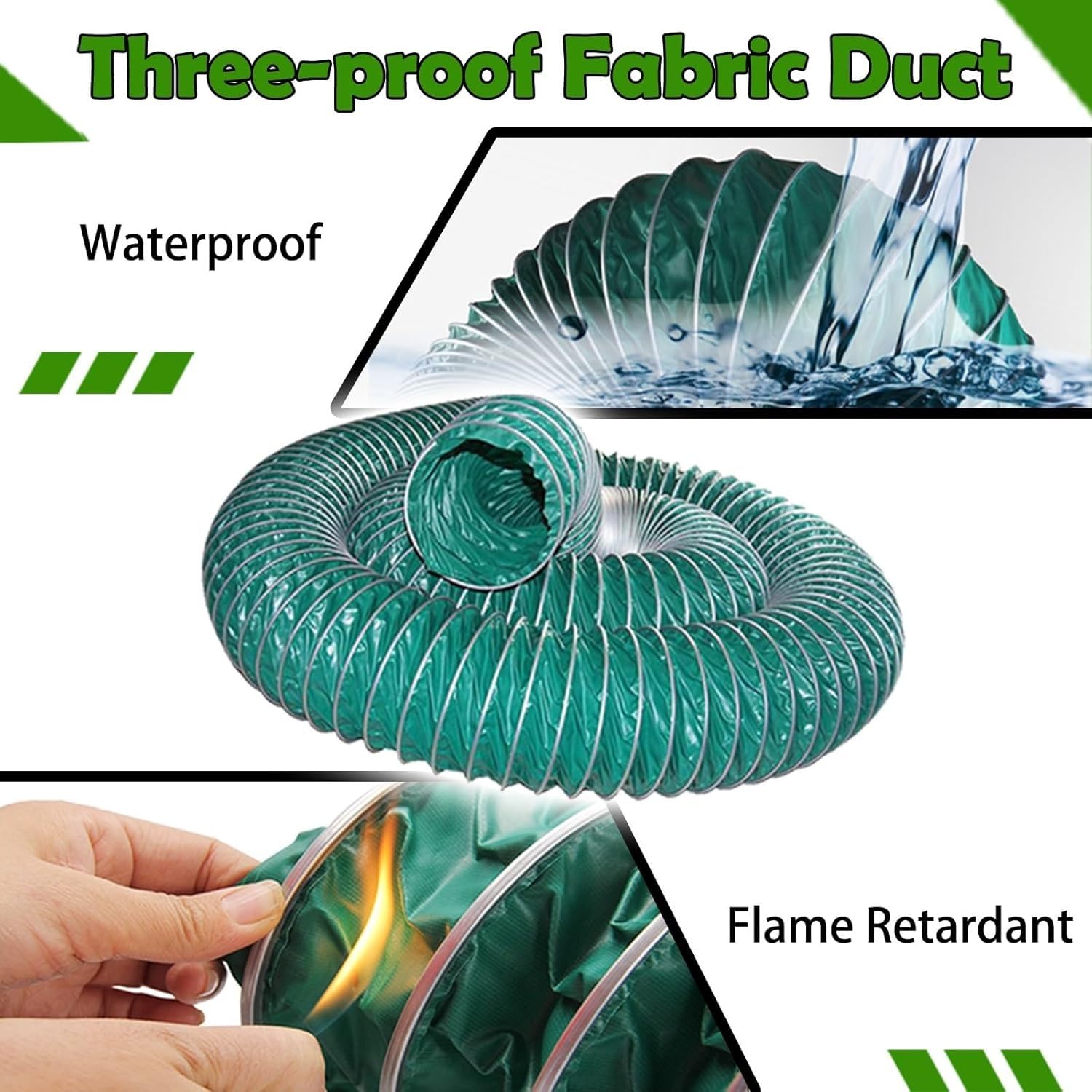 Manguera de aire acondicionado flexible portátil de 2 m, 150 mm, tubo de ventilación aislado para espacios reducidos, solución de ventilación de aire verde, ideal para uso doméstico y de oficina