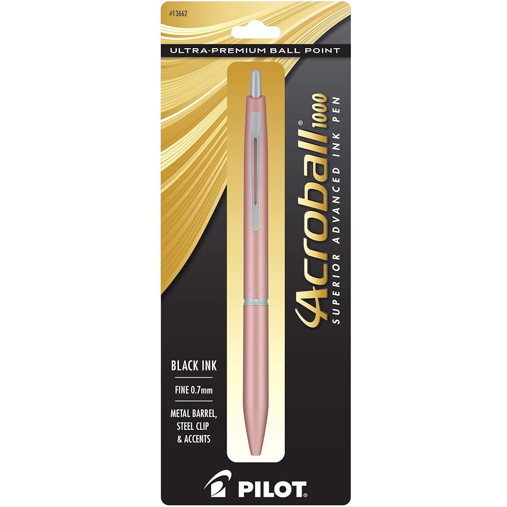 PILOT Acroball 1000 Ultra- Ball Point, Gold Barrel, Black Ink, Single Pen
