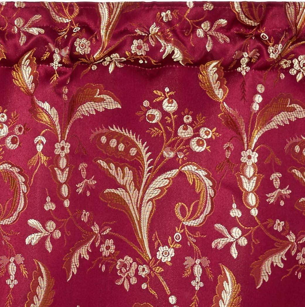 Violet Linen Luxury Damask 60" X 15" Window Valance - Burgundy image 2