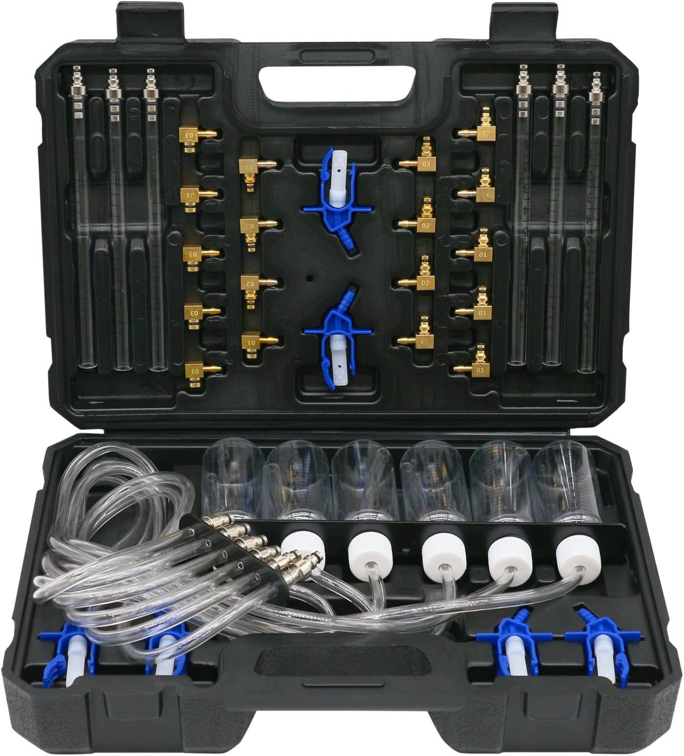 XiTuanYuan 6 Cylinder Diesel Injector Flow Meter Adaptor Set Common Rail Leak Off Tester Kit Fuel Pressure Set (24 pcs)