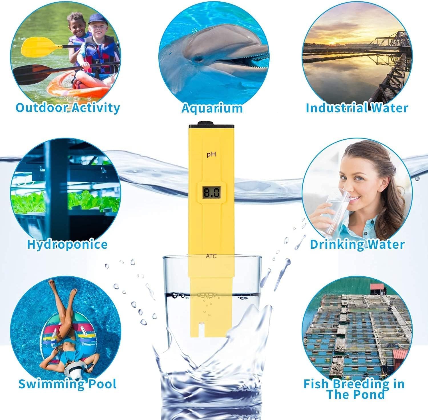 Tester Digitale PH Meter 0.01 Tester di qualità dell'Acqua ad Alta precisione per Cucina, Acquario, Piscina, Laboratorio con Polvere di calibrazione