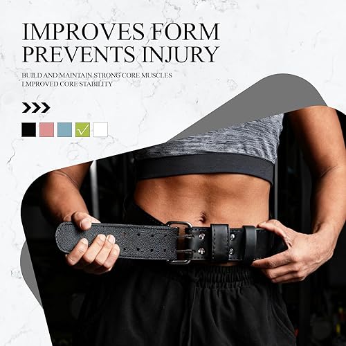 Miniatura 7 de Cinturón de cuero para levantamiento de pesas, 10 agujeros ajustables, 4 pulgadas de ancho, cinturón de alimentación de doble punta para gimnasio,