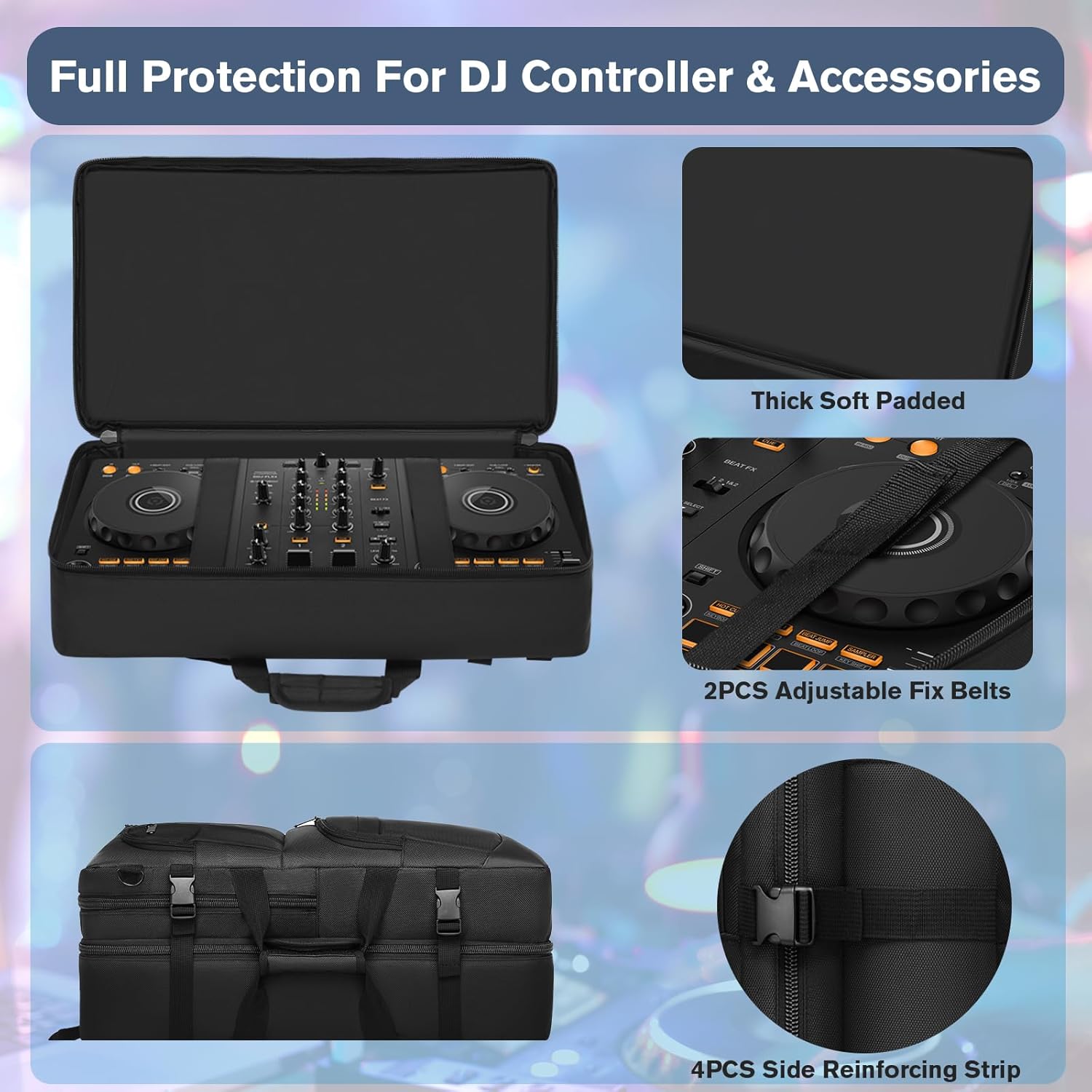 DJ Controller Case Compatible with DDJ 400 / DDJ-FLX4 / DDJ-REV1, DJ Carrying Case DJ Backpack Padded with Multi-pocket, DJ Soft Case Gig-bag for DJ Controller & Accessories (22 * 13 * 4.5in)