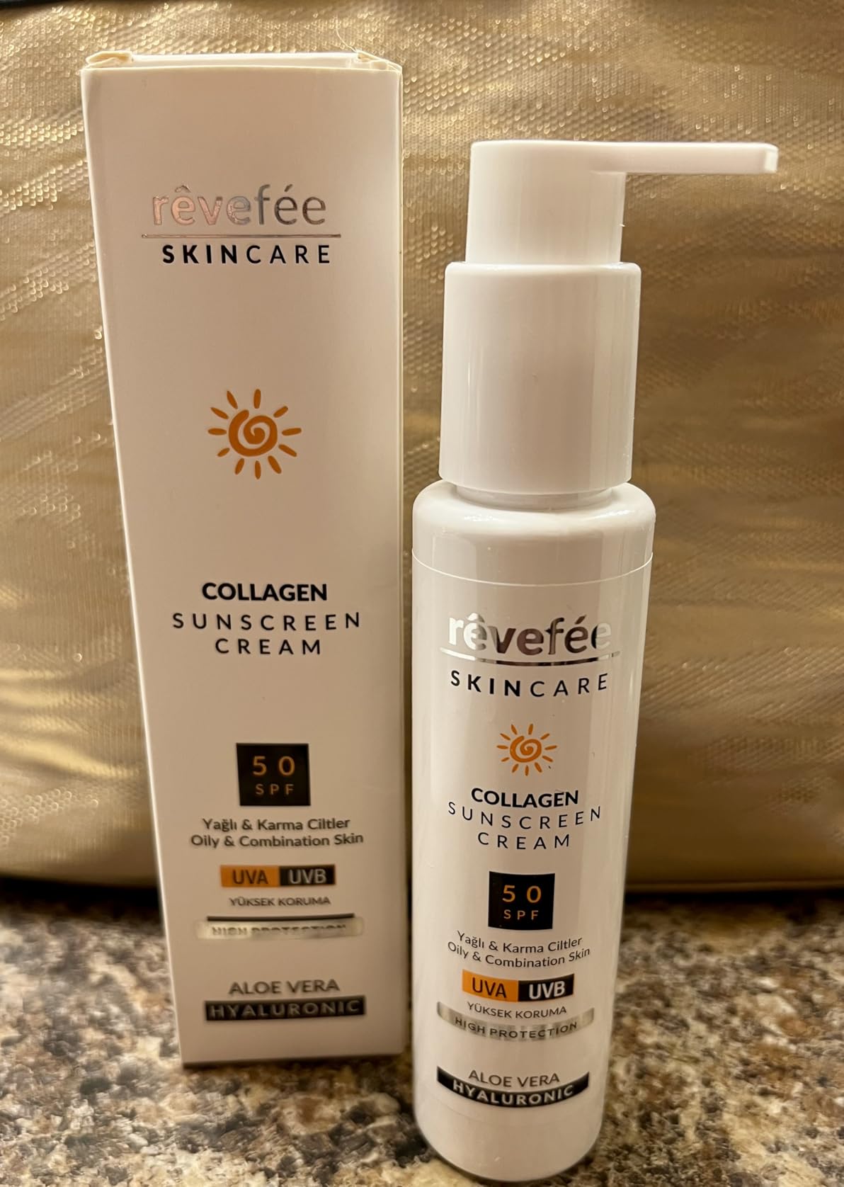 rêvefèe Aloe Vera, Collagen, Hyaluronic, Zinc Oxide, for oily and combination skin Sunscreen Cream, Water Resistant, Ultra-Violet Protection, Broad Spectrum SPF 50 Face and Body Lotion 4.23 fl. Oz