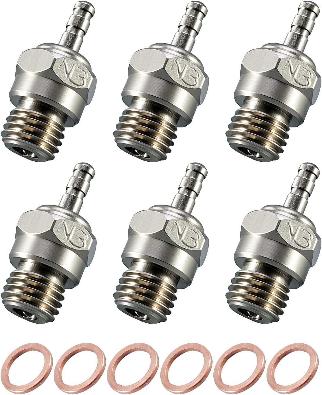 6-Pack 70117 Hot Glow Plug No.3, N3 Spark Nitro Engine Parts Fit for OS 8 Traxxas HPI HSP Kyosho 1/8 1/10 RC Car Truck Buggy, RC Glow Plug