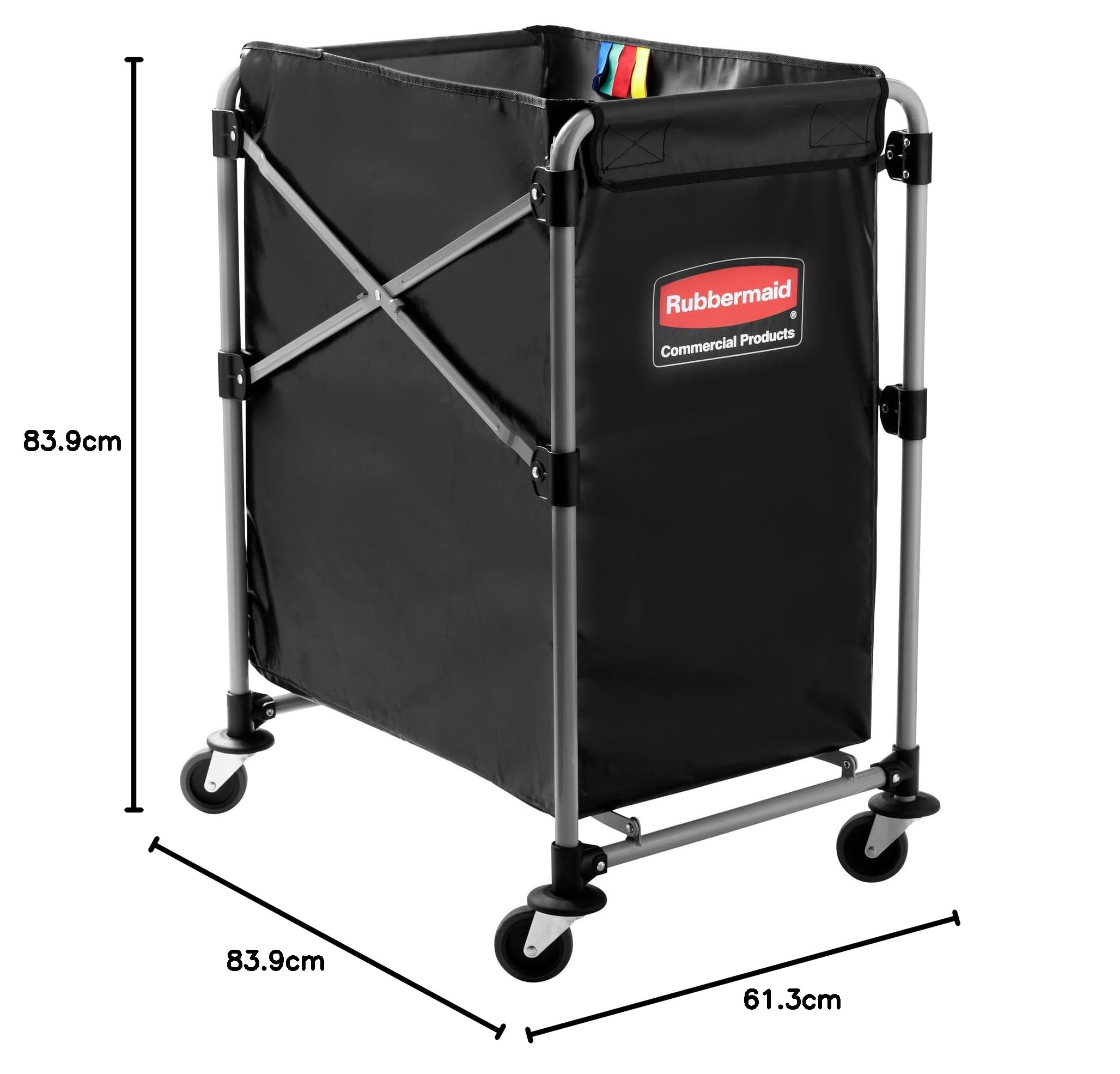 Rubbermaid Commercial Products X-Cart mit Zusammenklappbarem Rahmen | Transportwagen aus Stahl | 150 l, Schwarz