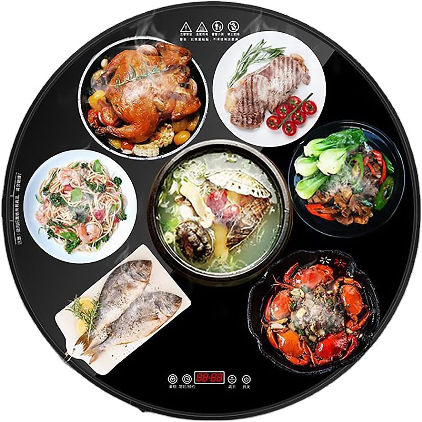 24" Lazy Susan Warming Turntable, Round Hot Plate, for