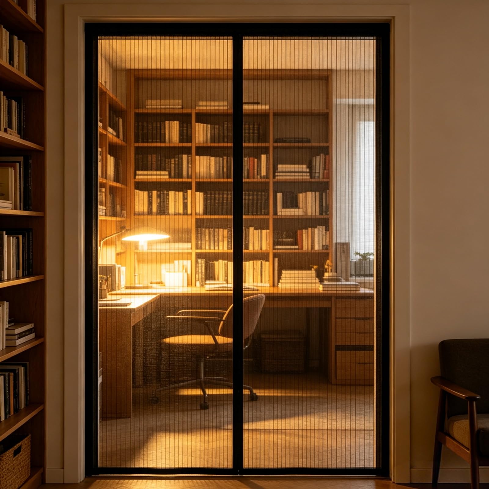 Gaifnag Black Cat Screen Door 193 X 245 Cm With Powerful Magnets And Full Frame Adhesive Strips, Hands-Free Closing Magnetic Door Curtains Fly Screen For Front Doors, Sliding Doors,