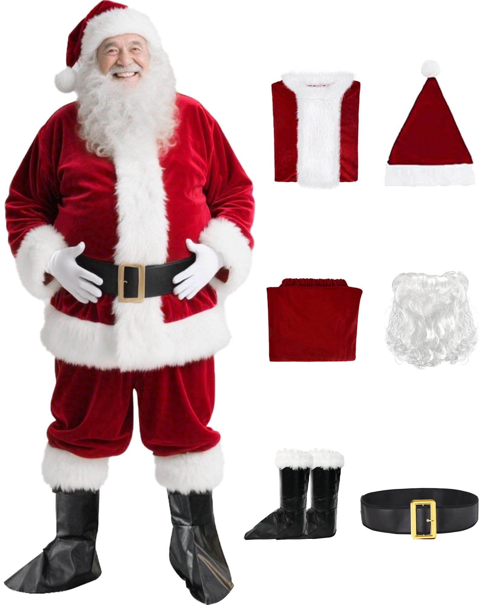 Sponsored Ad - Santa Claus Costume for Men - Adult Santa Costume - Professional Santa Suit Deluxe Santa Outfit for Christmas Party