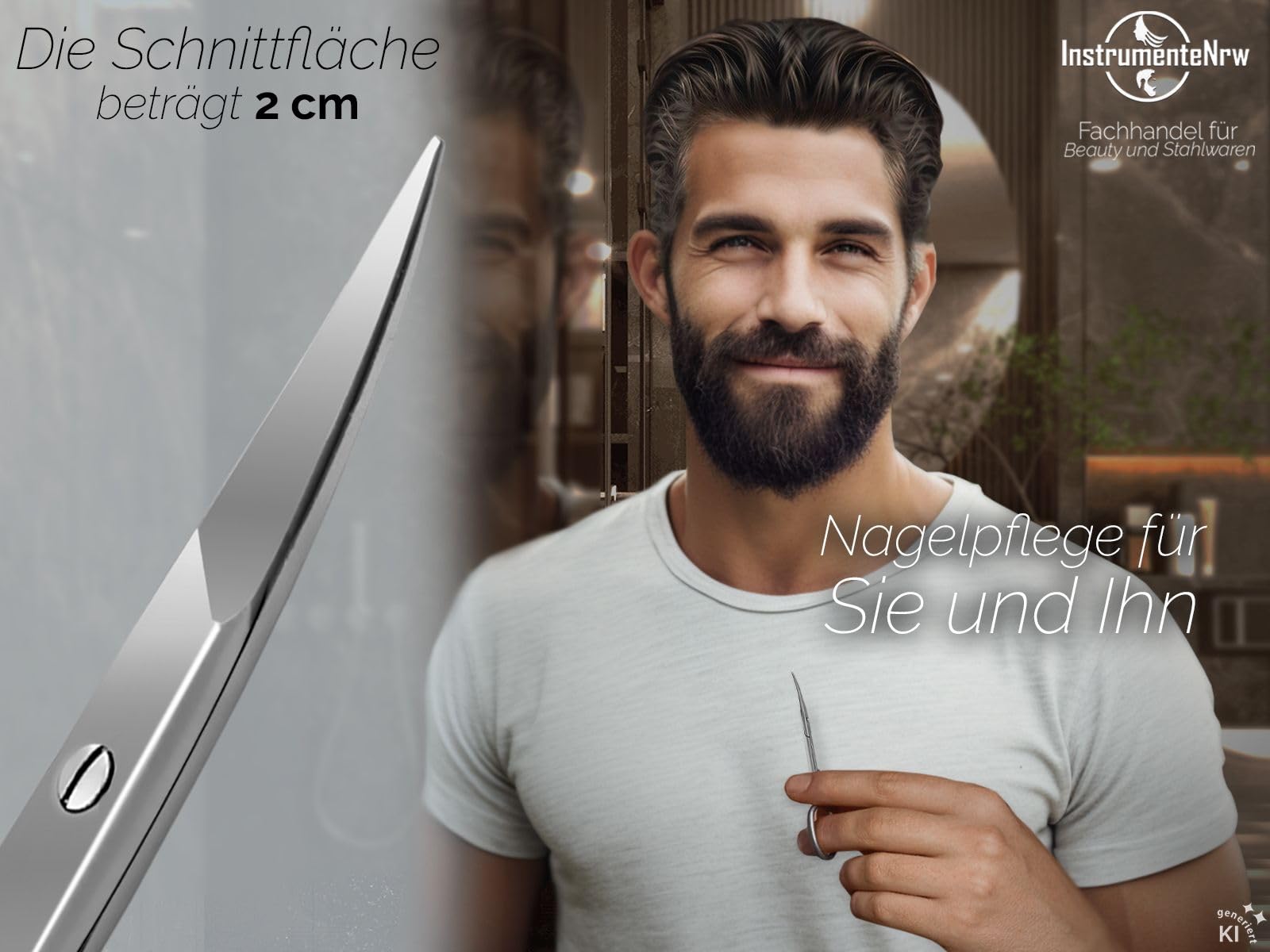 Nagelhautschere Hautschere aus Solingen Extra Scharf mit feiner gebogener Schnittfläche Nagelhaut Schere Edelstahl Rostfrei Made in Germany zum präzisen kürzen schneiden von Nagelhautresten 9,0 cm