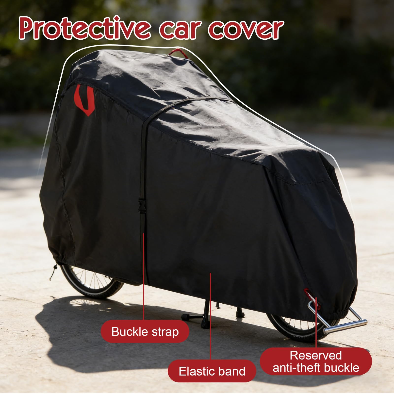Housse Protection Vélo Cargo Imperméable Extérieur en Oxford 420D avec Bandes Réfléchissantes Protection UV Anti-Déchirure pour Vélos Cargo 270×75×100cm