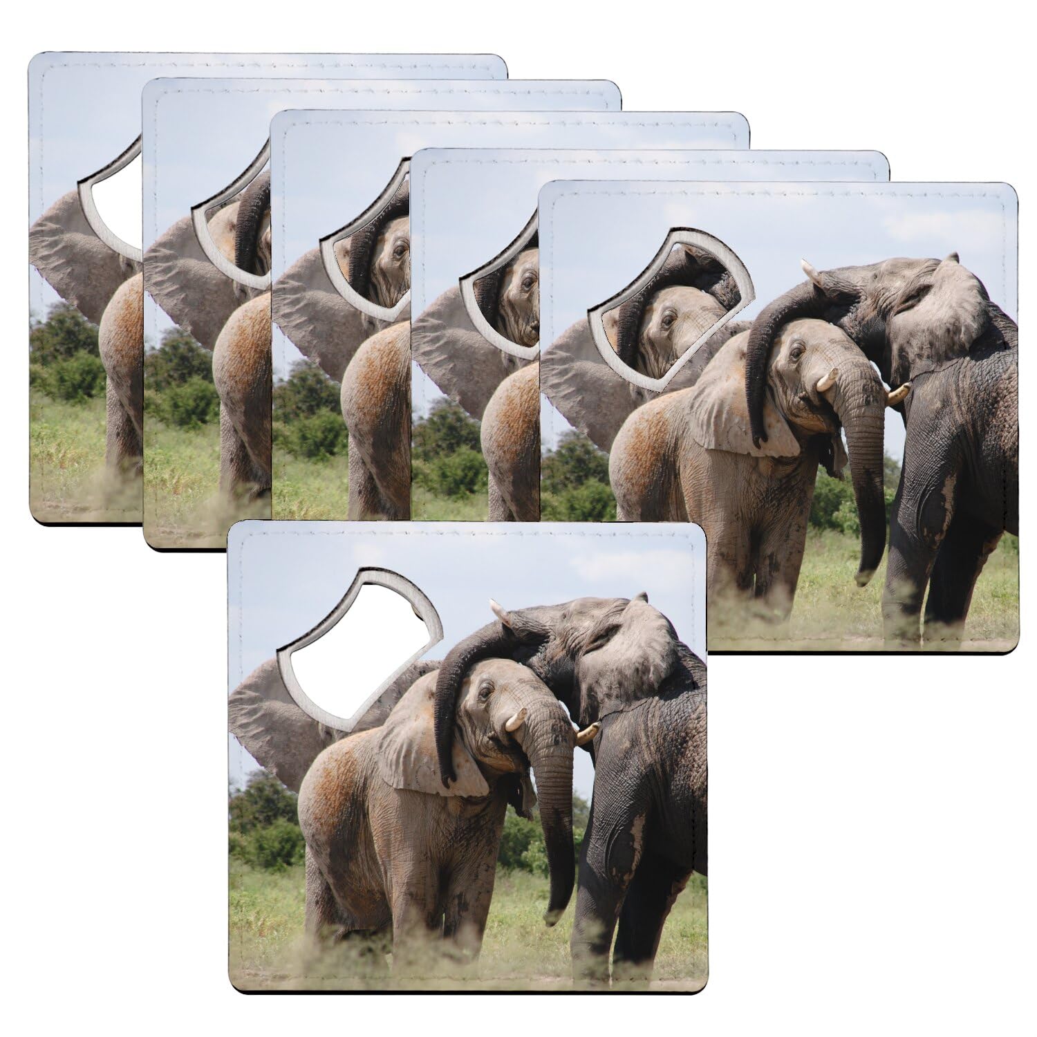 Sous verre décapsuleur éléphants d'Afrique anti-tache table