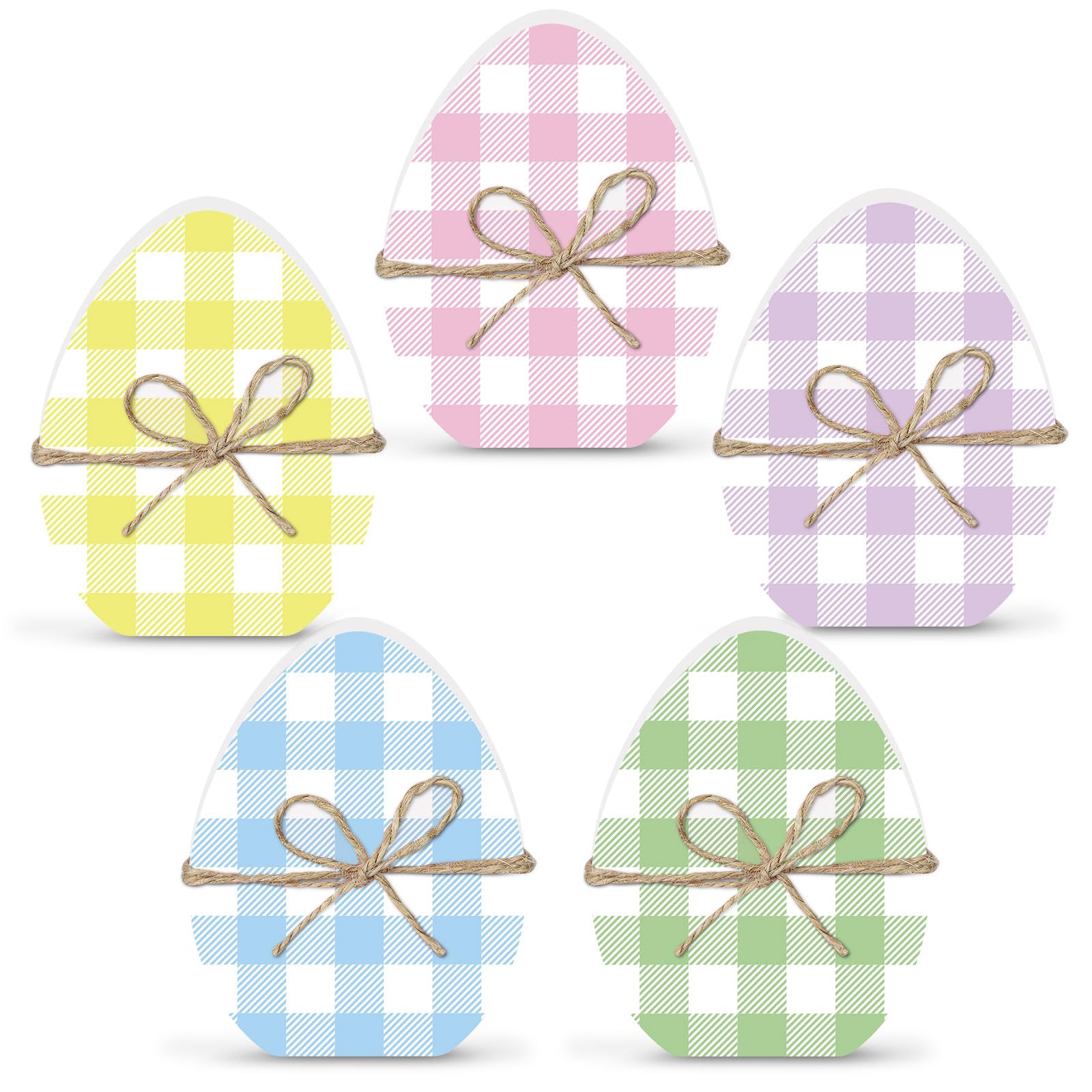 Letreros de madera de Pascua Whaline coloridos con forma de huevo para bandejas y regalos