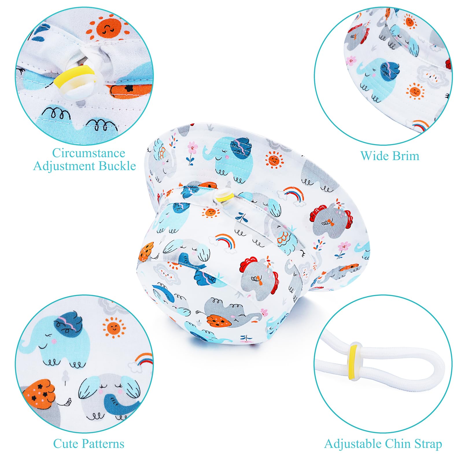Children's Adjustable Sun Hat, Baby Boy's Boy's Girl, Summer Beach Fisherman Hat Bucket Hats Kids Sun Hat 2-8 Years - 5
