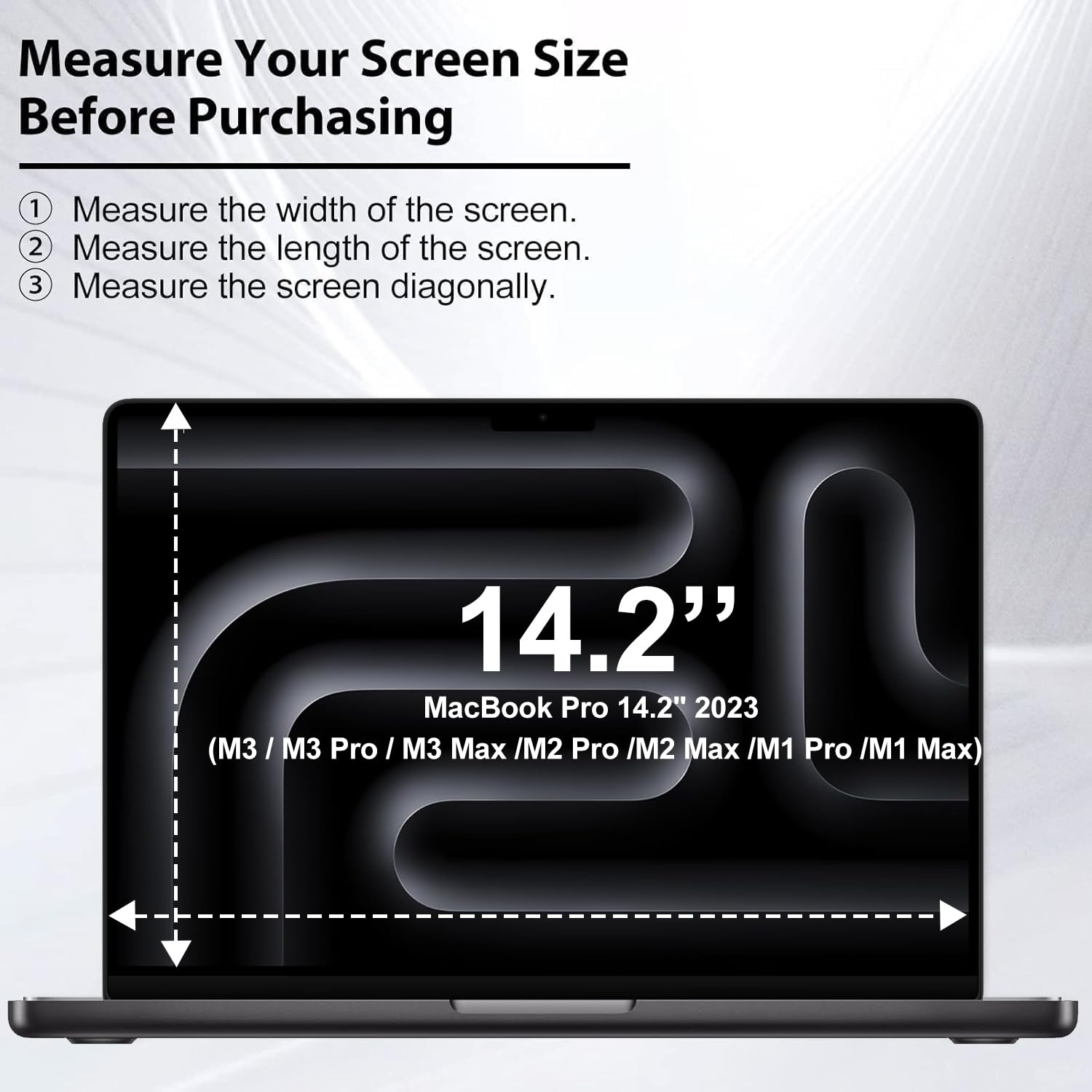 Removable Tempered Glass Screen Protector for MacBook Pro 14.2