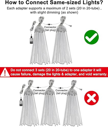 Miniatura 9 de Luces de lluvia de meteoritos azules para exteriores, 51 cm, 20 tubos, 1080 luces LED, impermeables en cascada, para jardín, patio, porche, boda,