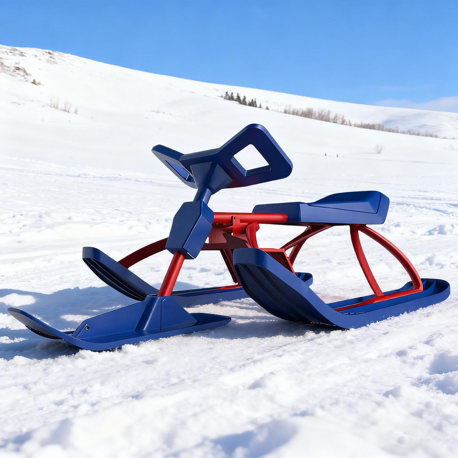 Luge De Course sur Neige, Planche De Glisse pour Skis, avec Guidon Et Double Freins, Cadre en Acier Robuste Et Durable, pour Adultes, Sport d'hiver A