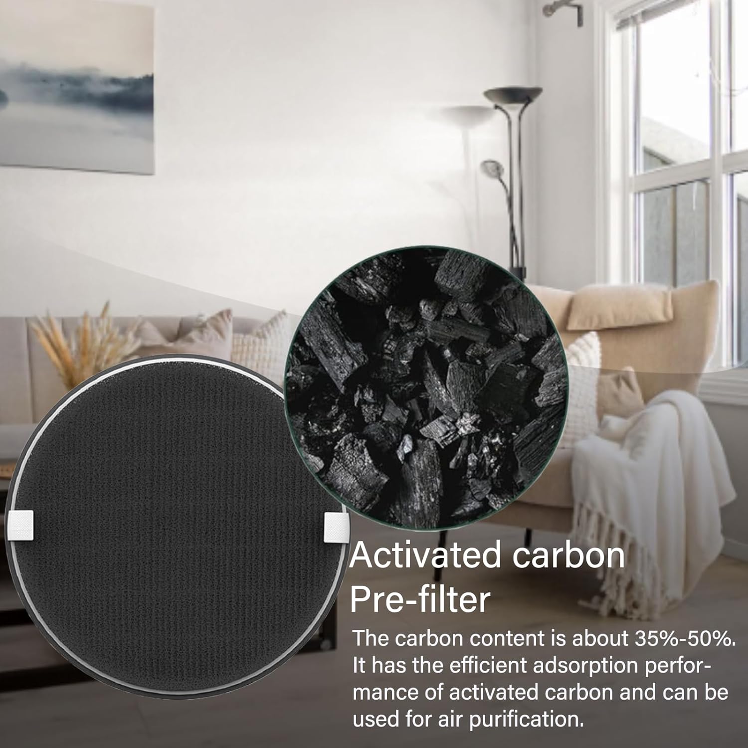 4 Pack PureZone Halo Replacement Filter for Pure Enrichment PureZone Halo Air Purifier PEAIRDSK, 2 in 1, H13 True HEPA with Activated Carbon Pre-Filter
