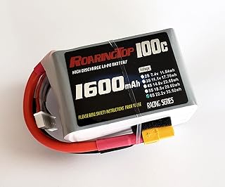 RoaringTop LiPo Battery Pack 100C 1600mAh 6S 22.2V with XT60 Plug for RC Car Boat Truck Heli Airplane