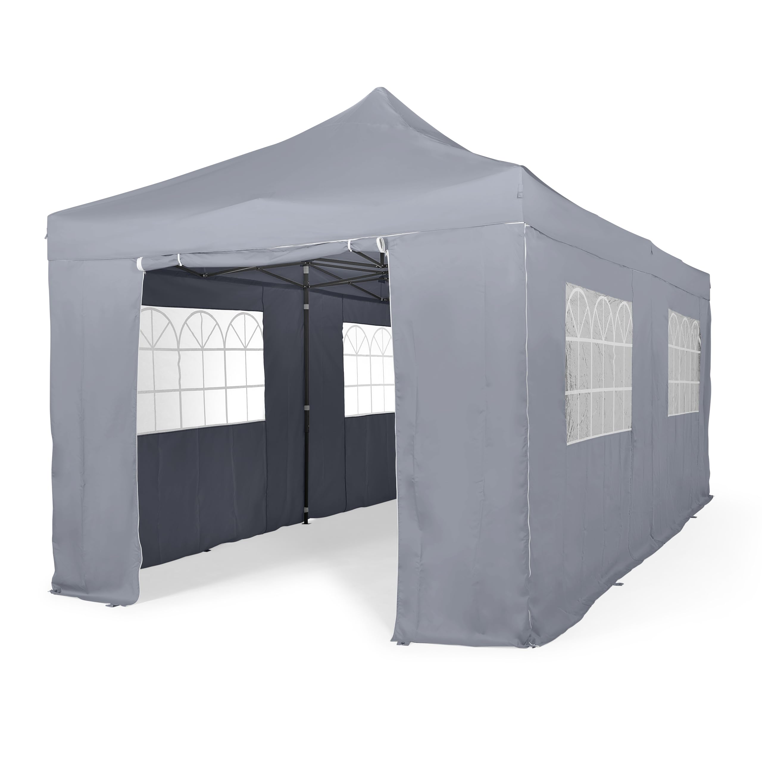 All Seasons Gazebos - Tonnelle Pop-up 3x6m entièrement imperméable avec 4 parois latérales Premium - Gris métallisé
