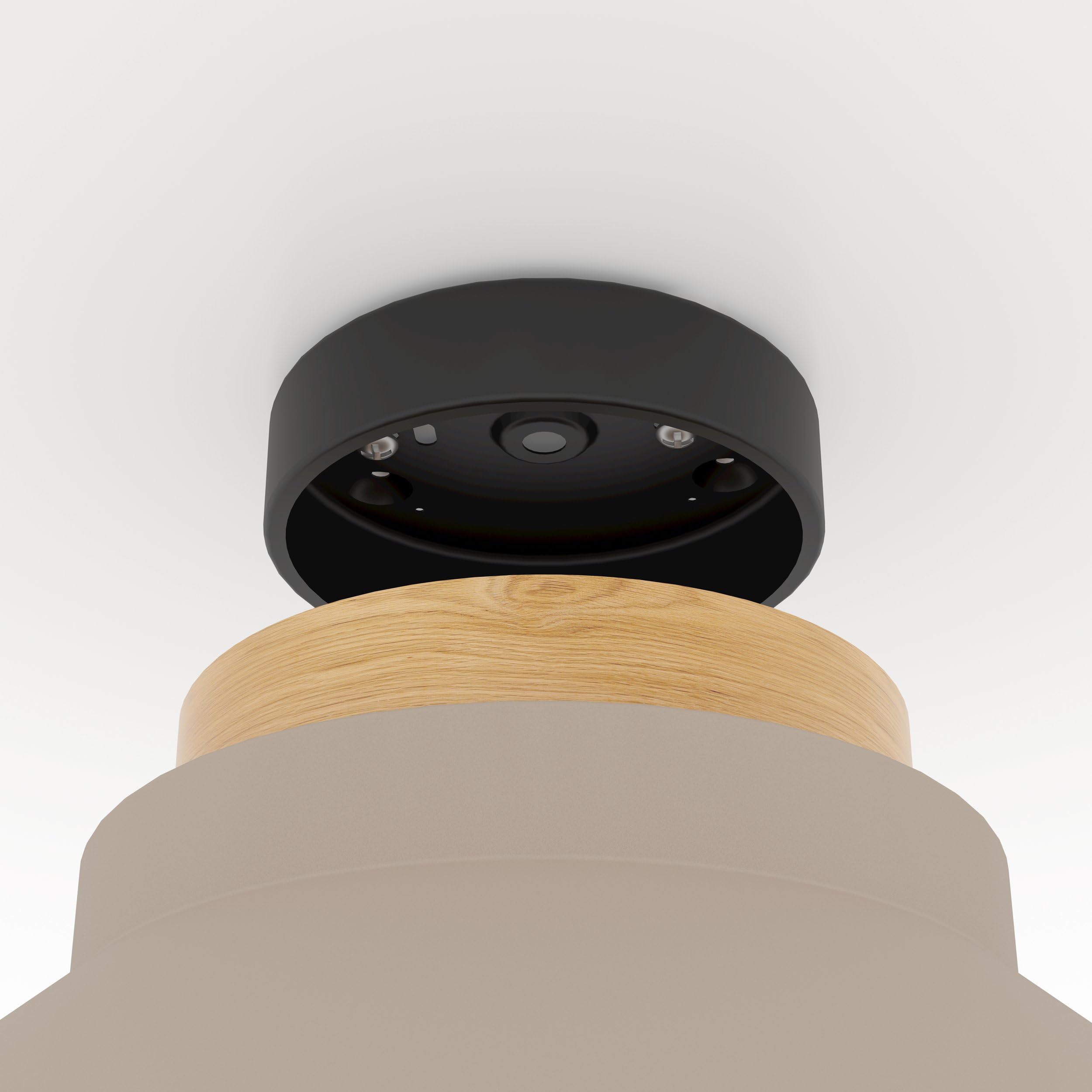 Eglo Luminaire plafonnier Moharras, spot de plafond au design scandi et | bohème, FSC100HB, lampe de plafond pour salon et couloir, bois naturel et métal couleur sable, douille E27