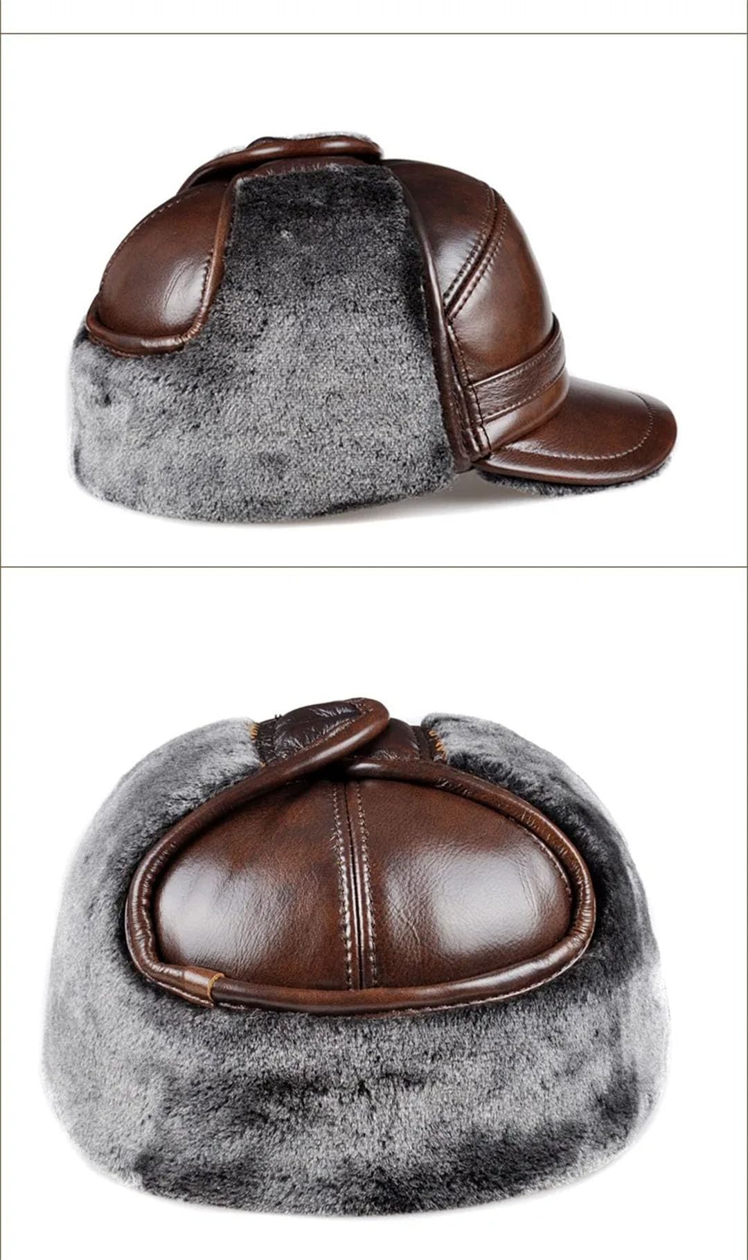 Gorro bomber de piel sintética para hombre, protección auditiva, cálido, para invierno, para hombre