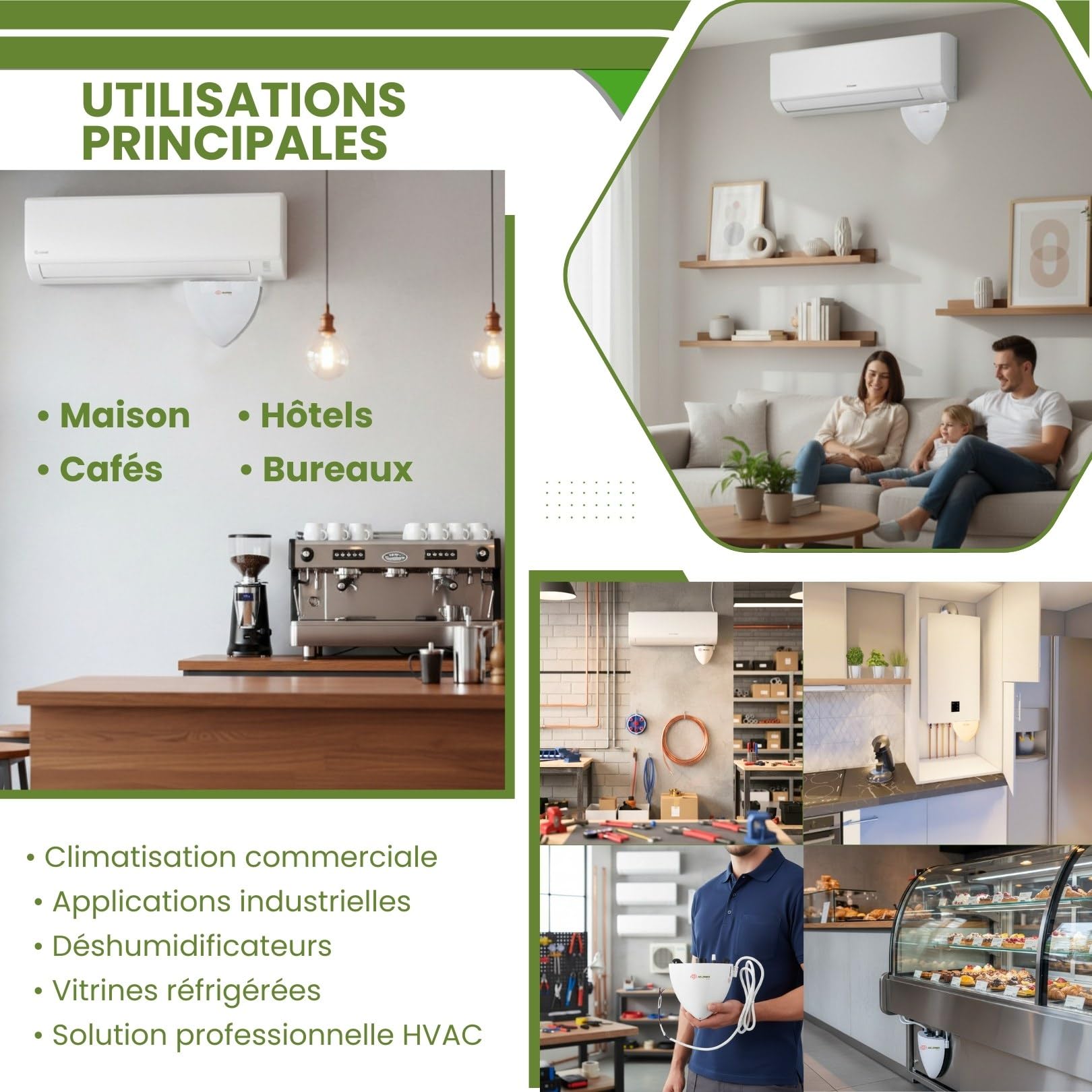 GOLDMAN SERVICE Pompe à condensats climatisation murale 20 m de levage | Pompe de vidange Split ultra silencieuse 17 dB | Système d'alarme intégré | 5 W basse consommation