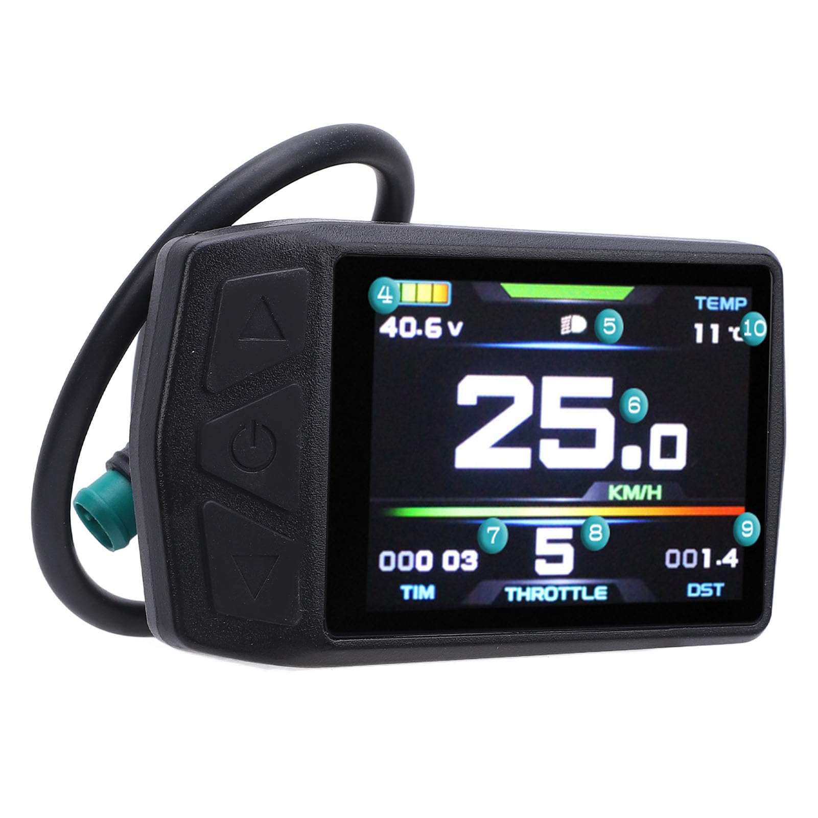 BTSEURY LCD Cycling Panel, Electric Cycling Panel with USB Charging Port and Water Proof Connector Color LCD Display Meter for KT TF01