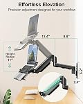 Mount PRO Mur d'ordinateur portable Mount, 2-in-1 Mur d'observation Mount avec bac à ventures pour 11-17" Notebook/13-32 Écran d'ordinateur, support d'ordinateurs portable réglable en mouvement complet, bras à ressort à gaz 4,4-22 lb