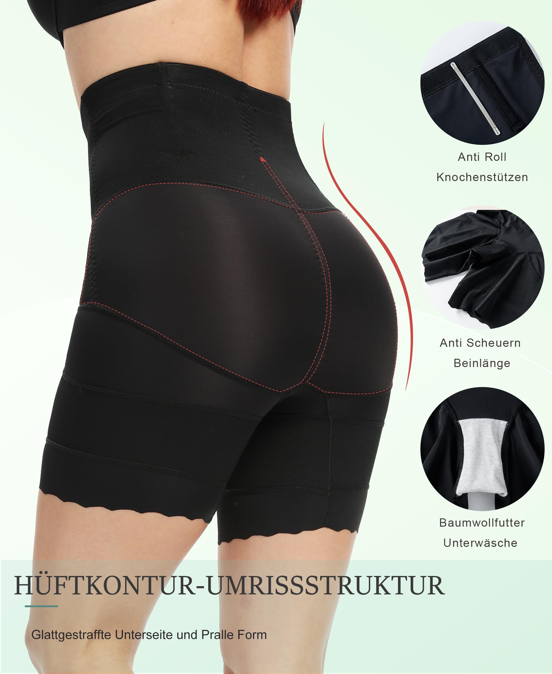 SURE YOU LIKE Shapewear Damen Bauch Weg Hose Hohe Taille Bauchweg Unterhose Formender Shorts Mit Stark Kompression Anti-Scheuer Oberschenkelschlanker Miederpant Mit 3D-Nahtkontur
